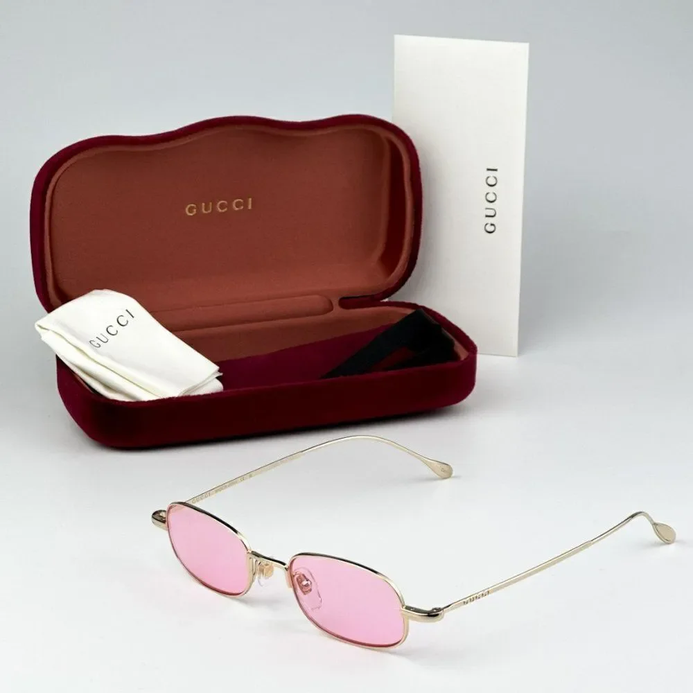 NEW Gucci GG1648S 005 Gold Pink Unisex Rectangle Sunglasses GG 1648S